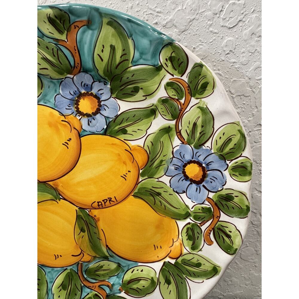 Italian Hand Painted Capri Lemon Wall Plate 10.25" Decorative Ceramic Charger - Picture 5 of 7